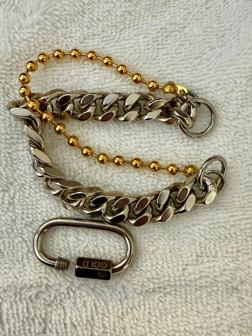 2-Tone Carabiner Double-Chain Bracelet by In Gold We Trust Paris